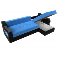 Угловой диван Меркурий (велюр голубой чёрный)  - Изображение 1